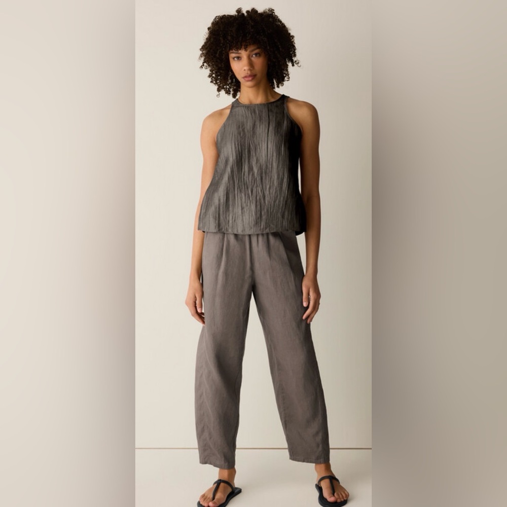Eileen Fisher XL Organic Linen Wide-Leg Pants. A610